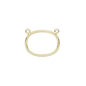 Connector, gold-plated sterling silver, 18x14mm open oval with 2 loops. Sold individually.