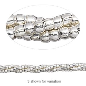 Bead 1pkg1 sterling silver, 2mm round, 8 inch antiqued Hill Tribes