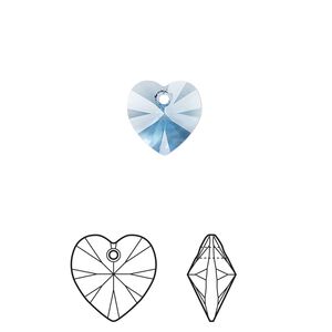 Drop 24pk cool blue, Crystal Passions&reg; Regenerated 10mm pendant heart 6228
