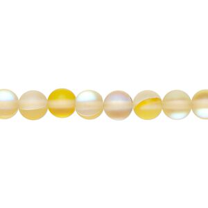Bead, iridescent glass, translucent matte yellow, 6mm round. Sold per 15-1/2" to 16" strand.