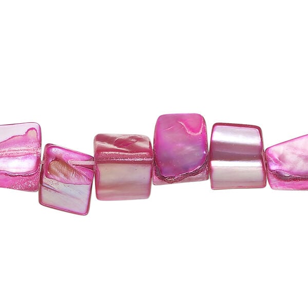 Mother-of-pearl shell 1pkg1, triangle tube bead 15 inch bright pink 6x6mm-14x9mm image number 0