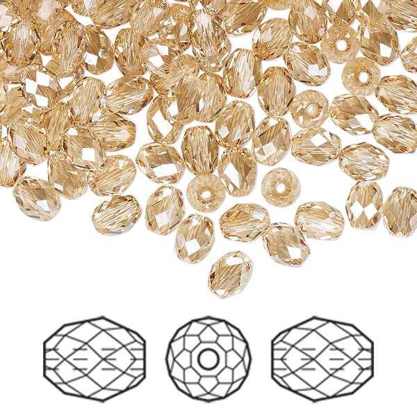 Bead 360pk crystal golden shadow, Swarovski&reg; 5x4mm olive briolette 5044 image number 0