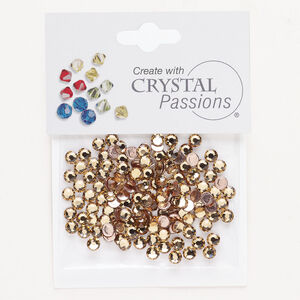 Flat back 1pkg144 light Colorado topaz, Crystal Passions&reg; rhinestone 3.8-4.00mm hotfix round SS16