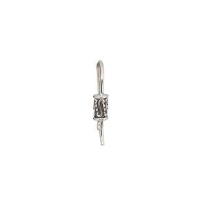 Ear wire fishhook 1pkg2 sterling silver, 15mm fancy cylinder design / closed loop, 20 gauge antiqued 1 pair