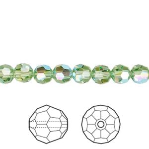Bead 144pk peridot shimmer, Crystal Passions&reg; 6mm round 5000