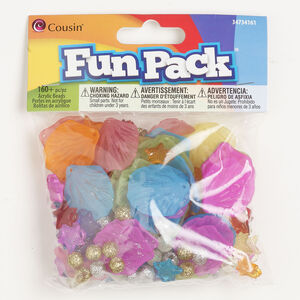 Focal / drop / bead kit 1pkg160, acrylic, mixed colors, 7mm-31x28mm mixed textured shapes.