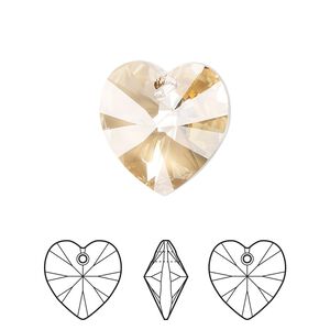 Drop 24pk crystal golden shadow, Crystal Passions&reg; 18mm pendant heart 6228