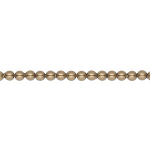 Pearl 100pk antique brass, Crystal Passions&reg; 3mm round 5810