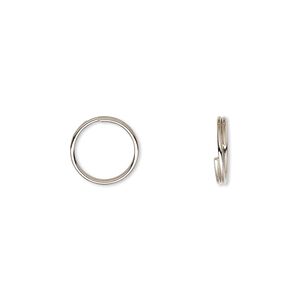 Split ring 1pkg100 imitation nickel-finished, 10mm round, 8.5mm inside diameter / steel