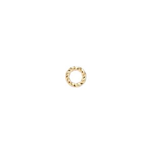 Jump ring 1pkg100 gold-plated, 6mm twisted round, 16 gauge / 3.6mm inside diameter / brass
