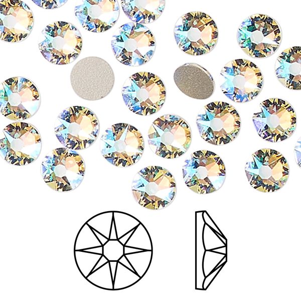 Flat back 288pk crystal shimmer foil back, Swarovski&reg; 6.32-6.5mm rose round SS30 2088 image number 0