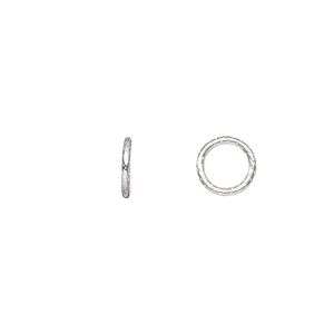 Jump ring 1pkg10 sterling silver, 8mm soldered closed textured round, 18 gauge / 6mm inside diameter