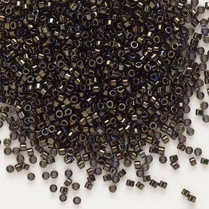 Seed bead, Delica&reg;, glass, pkg/250g, #11 round, opaque metallic iris brown (DB-0007).