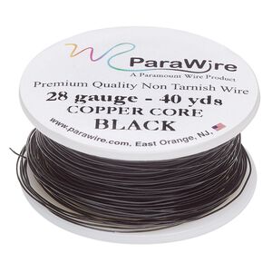 Wire, ParaWire&trade;, black enamel copper, round, 28 gauge. Sold per 40-yard spool.