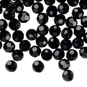 Bead 288pk jet, Preciosa Czech crystal 6mm round