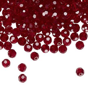 Bead 24pk Siam, Preciosa Czech crystal 4mm round
