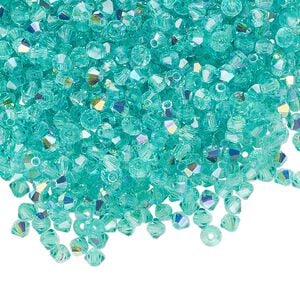 Bead 144pk Caribbean Sea AB, Preciosa Czech crystal 3mm bicone