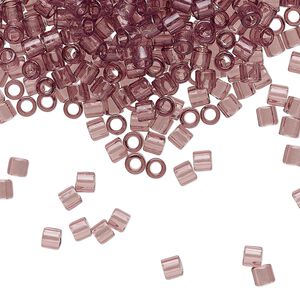 Seed bead, Delica&reg;, glass, pkg/50g, #8 round, transparent smoky amethyst (DBL-0711).