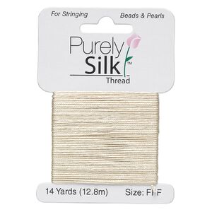 Thread, Purely Silk&trade;, ecru, size FFF. Sold per 14-yard card.