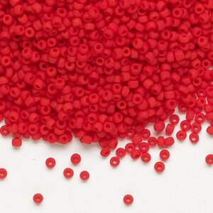 Seed bead, Dyna-Mites&trade;, glass, pkg/1/2kg, #11 round, opaque matte red, (735MA 11/0 RR).