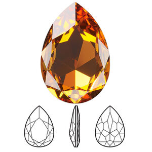 Fancy stone 1pkg24 dark orange TCF&trade; foil back, Swarovski&reg;, 30x20mm pear 4327