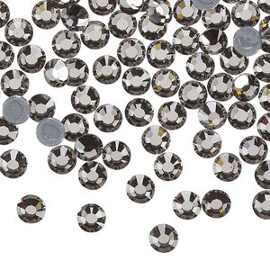 Flat back, Dance With Me&trade; crystal hotfix rhinestone, black diamond, foil back, 4.6-4.8mm rose, SS20. Sold per pkg of 144 (1 gross).