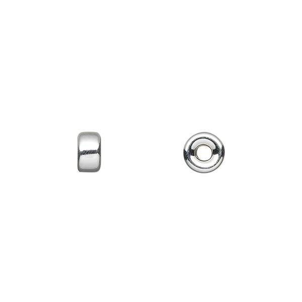 Bead 1pkg4 sterling silver, 6x3mm flat rondelle image number 0