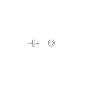 Bead, Czech pressed glass, opaque satin silver, 4x1mm ring. Sold per pkg of 100.
