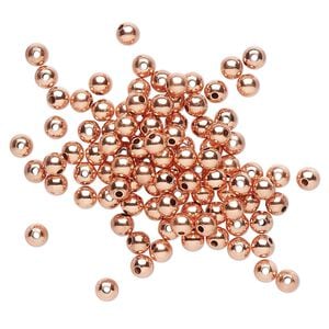 Bead 1pkg1000 copper, 3mm round, clear-coated
