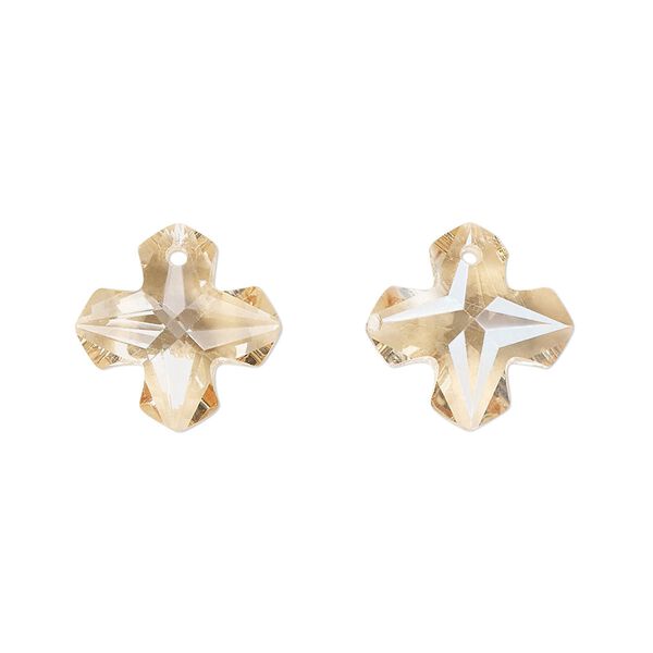 Drop 2pk transparent crystal golden shadow, Celestial Crystal&reg; 14mm Greek cross image number 0