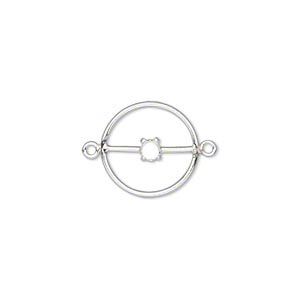 Link, sterling silver, 14mm flat round with 4mm round setting. Sold individually.