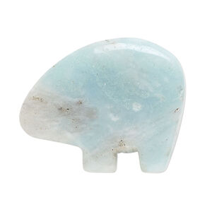 Amazonite 1pkg1, top-drilled or half-drilled Zuni-style bear focal natural, 34x22mm-38x28mm