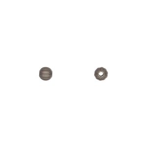 Bead 1pkg100 gold-plated, 4mm corrugated round, brass antique