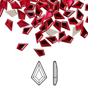 Flat back 6pk light Siam foil back, Crystal Passions&reg; 6.4x4.2mm kite 2771