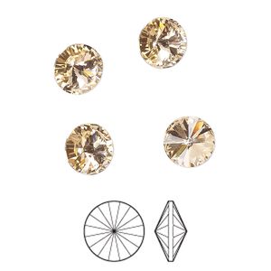 Chaton 8pk light peach foil back, Preciosa MAXIMA Czech crystal rhinestone 8.16-8.41mm rivoli SS39