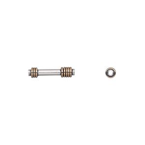 Bead 1pkg1 sterling silver, 27x6mm round tube / wire-wrapped ends, copper antiqued