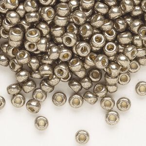 Seed bead, Miyuki, glass, pkg/250g, #6 rocaille, Duracoat&reg; opaque galvanized pewter, (RR-4222).