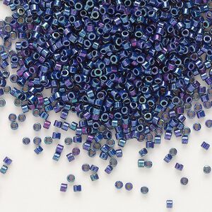Seed bead, Delica&reg;, glass, pkg/250g, #11 round, opaque rainbow gold luster eggplant (DB-0135).