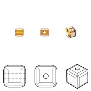 Bead 12pk topaz, Crystal Passions&reg; 4mm cube 5601