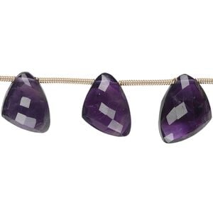 Amethyst 1pkg6, hand-cut top-drilled faceted irregular triangle bead natural graduated 12x9x9mm-15x12x12mm