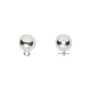 Bead 1pkg10 silver-finished "pewter", 8mm round / closed loop