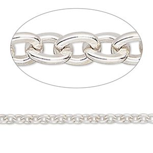 Chain 1pkg1 sterling silver cable, 3.6mm flat, 5 foot unfinished