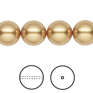 Pearl 1pkg10 royal gold, Crystal Passions&reg; 12mm round 5810