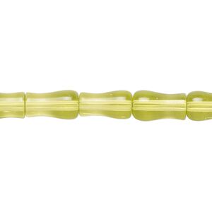 Bead, glass, transparent yellow-green, 11x6mm vase. Sold per 13-inch strand, approximately 30 beads.