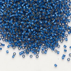 Seed bead, Delica&reg; 1pkg50g glass, #11 round, translucent semi-matte silver-lined dusk blue / outside dyed (DB-0693)