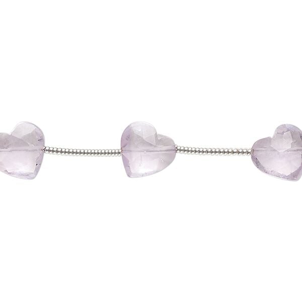 Amethyst 1pkg10, hand-cut diagonally drilled faceted puffed heart bead natural 8x8mm image number 0