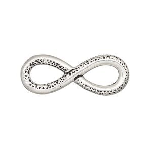 Focal, TierraCast&reg;, antique silver-plated pewter (tin-based alloy), 32x12mm two-sided textured and smooth infinity with cutouts. Sold per pkg of 10.