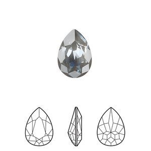 Fancy stone 1pk crystal dark grey ignite LacquerPRO, Crystal Passions&reg; 14x10mm pear 4320