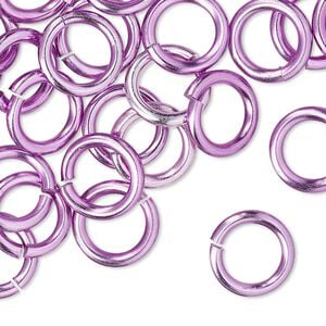 Jump ring 1pkg100 aluminum, 12mm round, 12 gauge / 7.9mm inside diameter / light purple