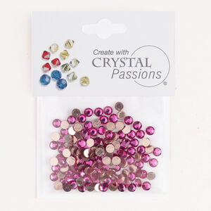 Flat back 1pkg144 fuchsia, Crystal Passions&reg; rhinestone 3.8-4.00mm hotfix round SS16